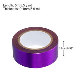 PATIKIL 15mm x 5m Metallic Washi Tape, 1 Roll Mirror Masking Foil Sticker Self Adhesive for DIY Art Craft Wrapping Decoration, Purple