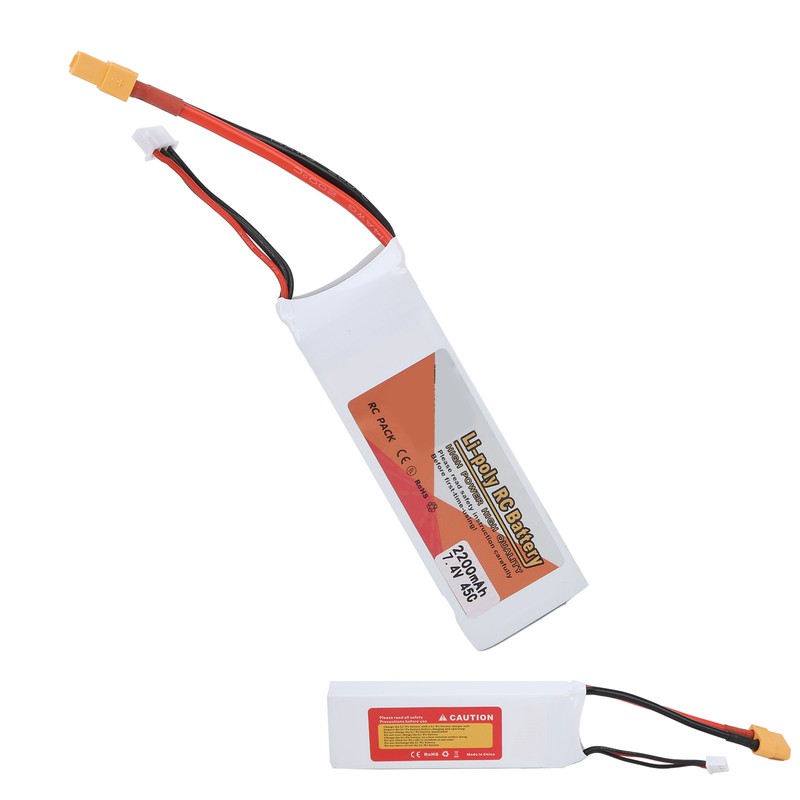 7.4V 2200mAh 2S 45C Lipo Battery Pack with XT60 Plug