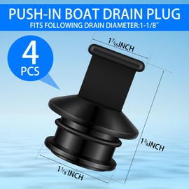 Seenelling 4 Pcs F/1-1/8 Push-in PVC Boat Drain Plug Kit 1-1/8'' Thru Hull Drains Stopper Scuppers Plug Replacement for Livewell Overflow Drain Tube Boat Parts Effectively Prevent Water Overflow