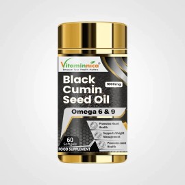 Aceite de semilla de comino negro Vitaminnica 1000 mg - mejor salud inmune 60 cápsulas