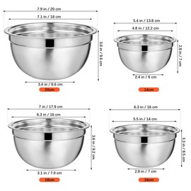 JECOMPRIS Set of 4 Mixing Bowls with Lid: Salad Bowl Set Stainless Steel Mixing Bowls Black for Cooking Baking Storage