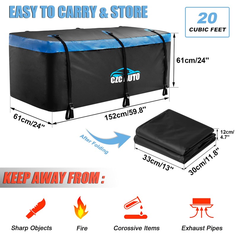 CZC AUTO Hitch Cargo Carrier Bag, 20 cu. ft Waterproof/Rainproof/Weatherproof