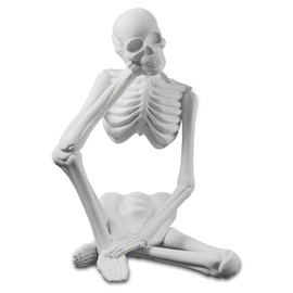 Loyzcy Thinker Statue Decor, Resin Sculptures Whimsical Home Decor, White Skeleton Skull Abstract Aesthetic, Collectible Figurines for Table Office Shelf Decor