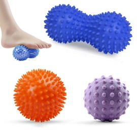 Massage Ball Set of 3, 7.5cm Spiky Massage Ball 5cm Hard Massage Balls 15cm Peanut Foot Massager Ball for Myofascial Release and Trigger Point Deep Tissue Massage