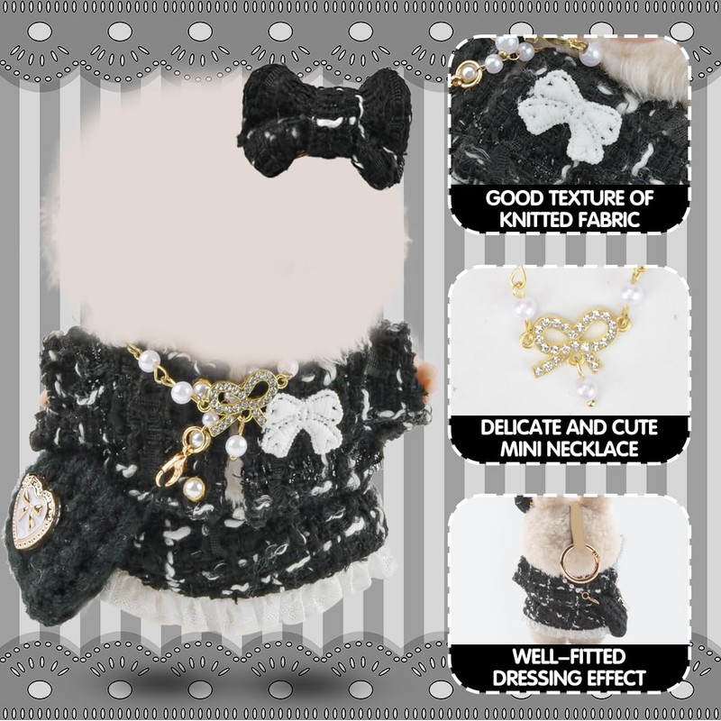 Doll Clothes Set for 17cm Dolls Black Push Toy Outfit