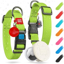 WAUDOG Waterproof Dog Collar - Adjustable Collar with Air Holder and QR Tag for Large, Small and Medium Breeds