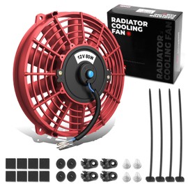 DNA MOTORING 7 Inch High Performace Electric Cooling Slim Radiator Fan with Mount Kit, Red, RAF-7-RD+FMK