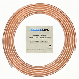 BELLA BAYS Copper Tubing 5/8" OD x 0.562" ID x 50 ft, Tube Wall 1/32"(0.8mm), 99.9% C12200 T2 Pure Copper Soft Seamless Tube Coil, ASTM B280 Refrigeration ACR Tubing for HVAC Refrigerator Industry DIY