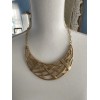 Chico's Necklace Statement Matte Gold Chunky Bib Crescent Geometric 16-20"