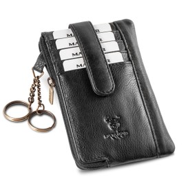 MATADOR K-0111 Key Ring Real Leather with Credit Cards, black/Black, Modern