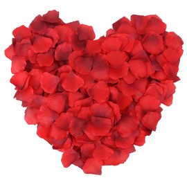 YoungLove 1000 Pieces Artificial Fake Rose Petals Wedding Party Decorations, Red Dark Red