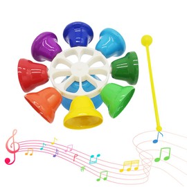 子供向けカラフル8音階ミュージックベル - オルフスタイルの打楽器 マレット付きハンドベルおもちゃ