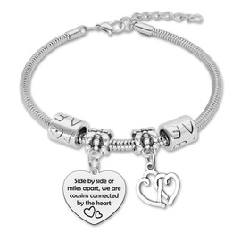 Cousins Bracelets for Women Stainless Steel Bracelets Happy Birthday Cousin Gift Female Cousin Bracelet Cousins Birthday Gifts for Women Inspirational Gifts for Friends Woman Christmas Friendship Gift
