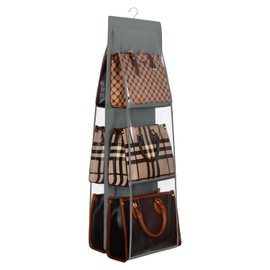 Lirex Medium and Large Handbag Hanging Purse Organizer for Closet, Handbag Storage Organizer Hanger Oxford Cloth Closet Organizer for Family Closet Bedroom, Foldable and Universal Fit, Dark Grey