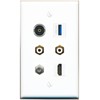 RiteAV Coax HDMI 2 RCA-White TOSLINK USB-3 Flat/Solid Wall Plate [White]