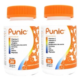 2 Vitaminas Punic 30 Capsulas Vitaminas E D Mineral Zinc Pak Sin Sabor                                                                                
