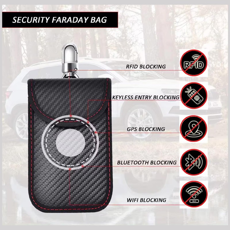 KAV Faraday Key Fob Protector Pouch Bag- Carbon Fiber Compact