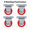 4-Pack 1.5-Inch Red Fixed Caster Wheels – Metal Plate Mount