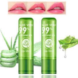2 Pack Aloe Vera Lipstick,Long Wear Nourishing Lip stick,Waterproof Moisturizing Color Changing Lip Balm Lipstick,Lip Gloss,Magic Temp Color Change Matte Lip Gloss Makeup