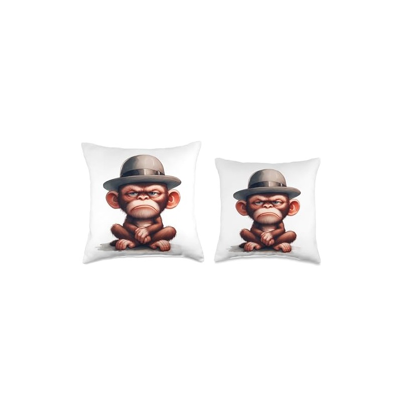 funny animals grumpy ape monkey Throw Pillow