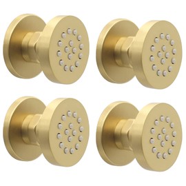 Brass Round Shower Body Spray Jets 4 Pack, HOMEDEC Spa Massage Nozzle 2inch Rain Showerhead Wall Mount Rainfall Shower Head Sprayer, Brushed Gold