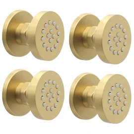 Brass Round Shower Body Spray Jets 4 Pack, HOMEDEC Spa Massage Nozzle 2inch Rain Showerhead Wall Mount Rainfall Shower Head Sprayer, Brushed Gold