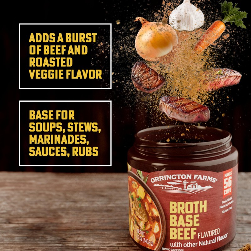 Orrington Farms Beef Flavored Broth Base, Granulated Beef Flavored Bouillon,