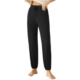 Latuza Women's Pajama Pants Lounge Bottoms with Pockets M Black
