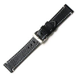 OliBoPo Handmade Vintage Replacement Leather Watch Strap/Watch Band (19mm, Sliver Buckle/Black)