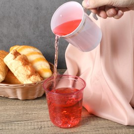 mekueeex 50 Pcs 12oz Disposable Stemless Glasses Crystal Plastic Wine Glasses Clear Classic Pet Cup for Meeting Weddings Birthdays Cocktail Christmas Party Supplies (pink)