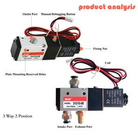 RIH Pneumatics Solenoid Valve 3V210-08 12V/24V/110V Single Coil Pilot-Operated Electric 2Position 3Way (DC24V Wire, 1/4‘’)