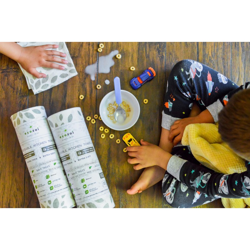 Ecozoi Bamboo Rayon Reusable Towels - 4 Pack | Equivalent