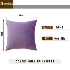 GONOVE Cushion Covers 40x40cm Decorative Modern Throw Pillow Case Pack of 2 Velvet Soft Pillow Cushion Covers Square Light Purple Pillowcase for Livingroom Sofa Bedroom