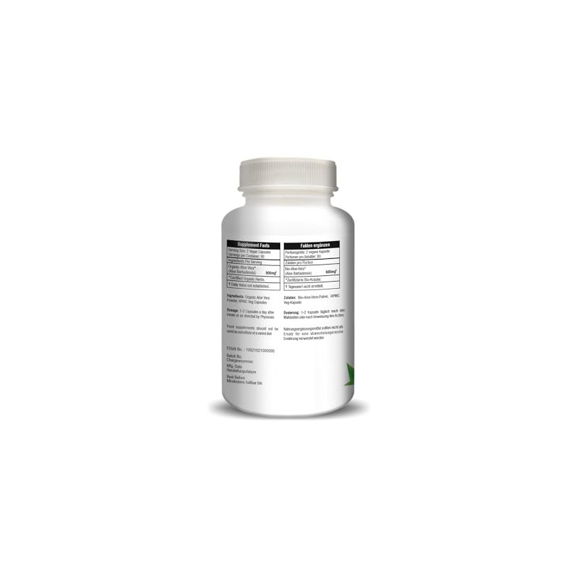H&C Aloe Vera Capsules - 900mg per Serving, 120 Vegan