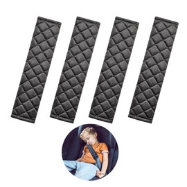 Spldsun Pack of 4 Car Seat Belt Pads, Car Seat Belt Shoulder Pads, Decoration for Car Seat Belts, Backpacks, Shoulder Bags (Black, 25 cm)