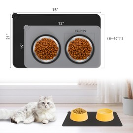 EPESTOEC Premium Silicone Dog Food Mat,Dog Bowl mat, Pet Food pad- Anti-Slip Pet Food Mat for Dogs and Cats - Waterproof and Easy to Clean Black-19 * 12IN