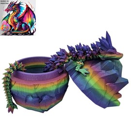 XXL Rainbow Crystal Dragon with Matching Egg, Articulating Desk Fidget, Almost 30 Inches Long, Perfect Sensory Gift for Men or Women:_Galaxy Sparkle Rainbow_Dragon With Egg