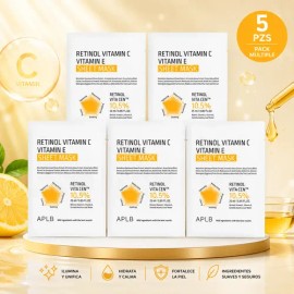 5 Pzs Mascarilla Aplb Retinol Vitamina C Vitamina E 25ml Cu                                                                                           