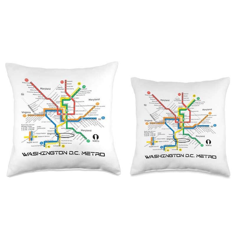 Metrorail Map Washington DC City Rail Rapid Transit Subway Throw