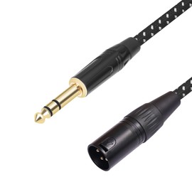 Lrbners 6.35mm TRS Male to XLR Male Cable 1FT (0.3m) – Gold-Plated Shielded Adapter, Compact Direct-to-Mic Preamp Cable for Podcast, Home Studio & Low-Noise Recording 2-Pack