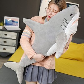 OPHRBU Stuffed Animal Shark Plush,Giant Shark Plush Pillow Soft Toy,Plush Large Shark Toys for Home Decoration Kids Gift (Grey, 31 inches)