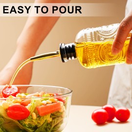 gegewawa Olive Oil Dispenser Bottle for Kitchen with Metal Spout, Glass Oil Bottles 7OZ, Elegant Glass Cooking Oil Dispenser for Kitchen