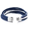 COOLSTEELANDBEYOND Multi-Strand White Gem Stone Bead Chain Blue Braided Leather