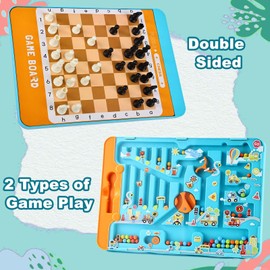 Montessori Toys for 3-12 Year Old-2 in 1 Magnetic Color and Number Maze with Chess Set,Preschool Learning Activities,Fine Motor Skills Sensory Toys Toddlers Kids Boys Girls Gifts (Transportation)