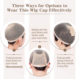 Dreamlover Hair Net for Wigs, Wig Caps to Hold Wig in Place, Wig Net for Long Hair, Nude, 2 Pieces