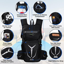 Lightweight Hydration Backpack 18L with 3L BPA Free Leak-Proof Water Bag, Insulated Hiking Backpack with Water Bladder for Men Women, Outdoor Daypack with Extra Storage for Hiking, Running, Biking