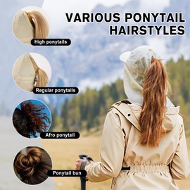 TOP-EX L/XL Pony Hole Women Baseball Cap with Neck Flap UPF 50 Camping Gardening Sun Hat Summer Fishing Hats for Ladies Waterproof Hiking Hats Foldable Blue Small