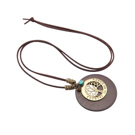 GelConnie Brown Leather Necklace for Women Tree Of Life Leather Wood Necklace Long Rope Sweater Necklace Boho Choker Necklace