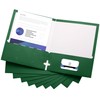 10 Pack Two Pocket Folders, Green, Strong Thick Paper Folders,
