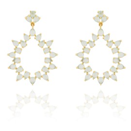 Concept8 Pendientes chapados en oro con circonitas cúbicas y poste de plata 925